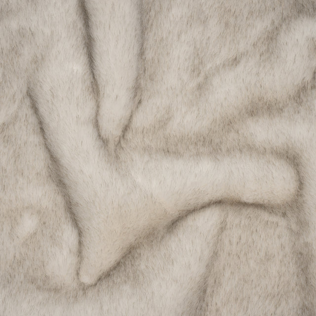 Plush Two-Tone Short Pile Recycled Polyester Faux Fur - Ivory with Black Tips