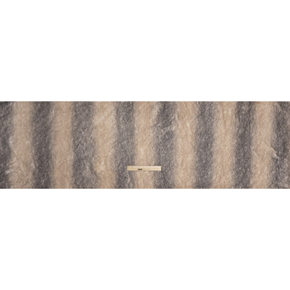 Plush Three-Tone Long Pile Recycled Polyester Faux Fur - Ivory, Tan and Charcoal Soft Stripes