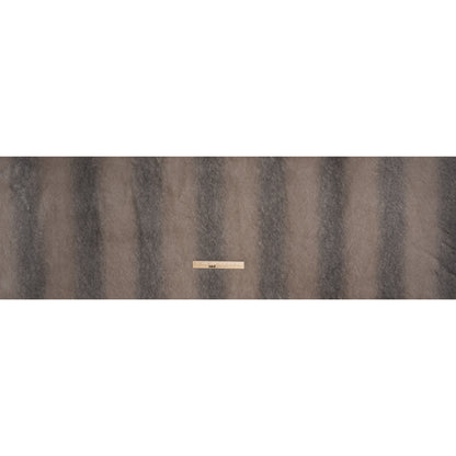 Plush Three-Tone Long Pile Recycled Polyester Faux Fur - Gray, Tan and Charcoal Soft Stripes