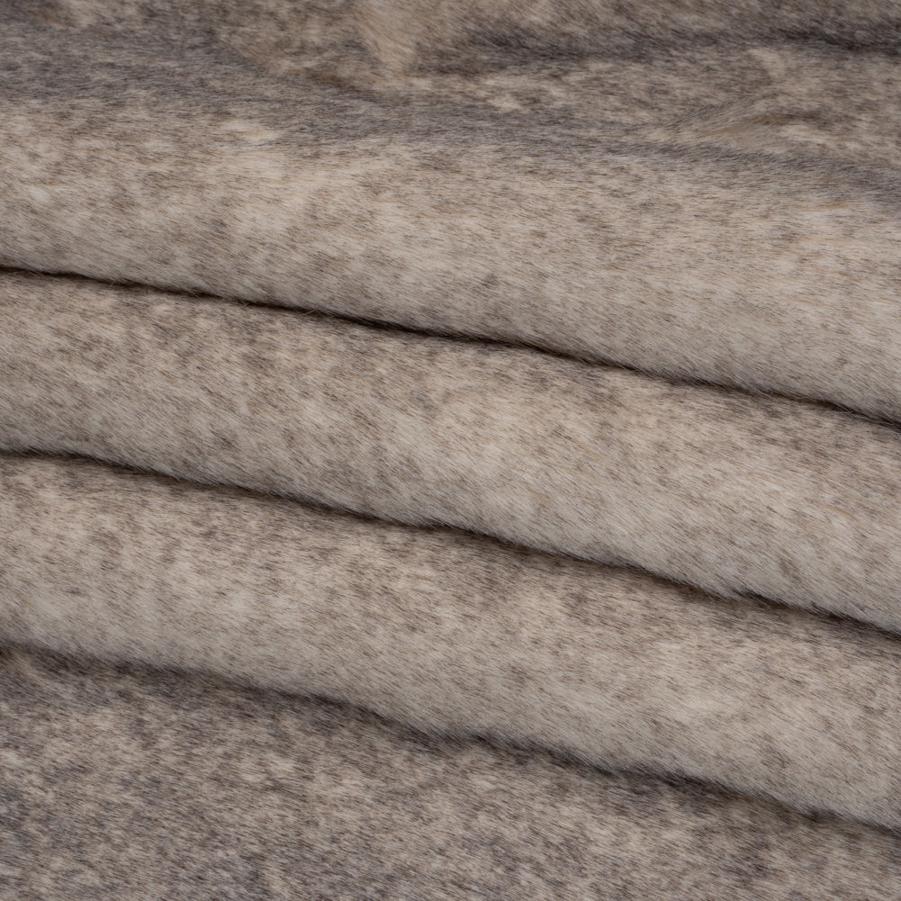 Plush Two-Tone Long Pile Recycled Polyester Faux Fur - Ivory and Charcoal - Folded