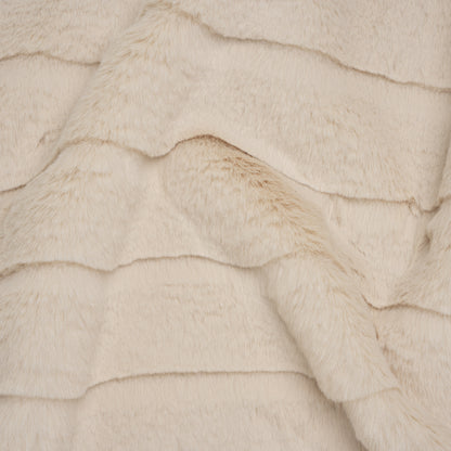 Plush Medium Pile Recycled Polyester Faux Fur with Cut Stripes - Ecru