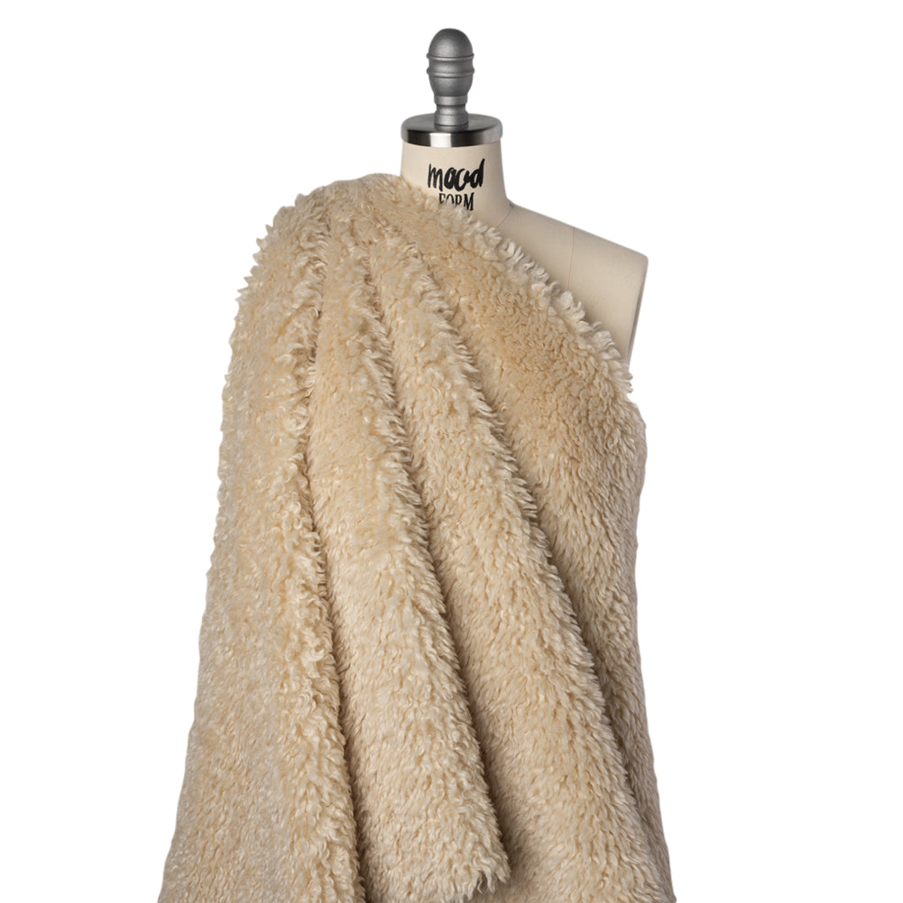 Recycled Polyester Shaggy Poodle Faux Fur - Ecru