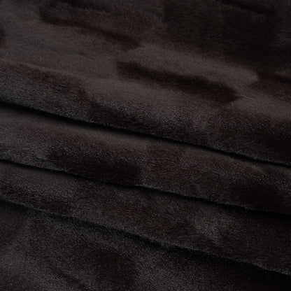 Plush Short Pile Recycled Polyester Faux Fur - Dark Brown Abstract Texture