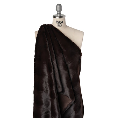 Plush Short Pile Recycled Polyester Faux Fur - Dark Brown Abstract Texture