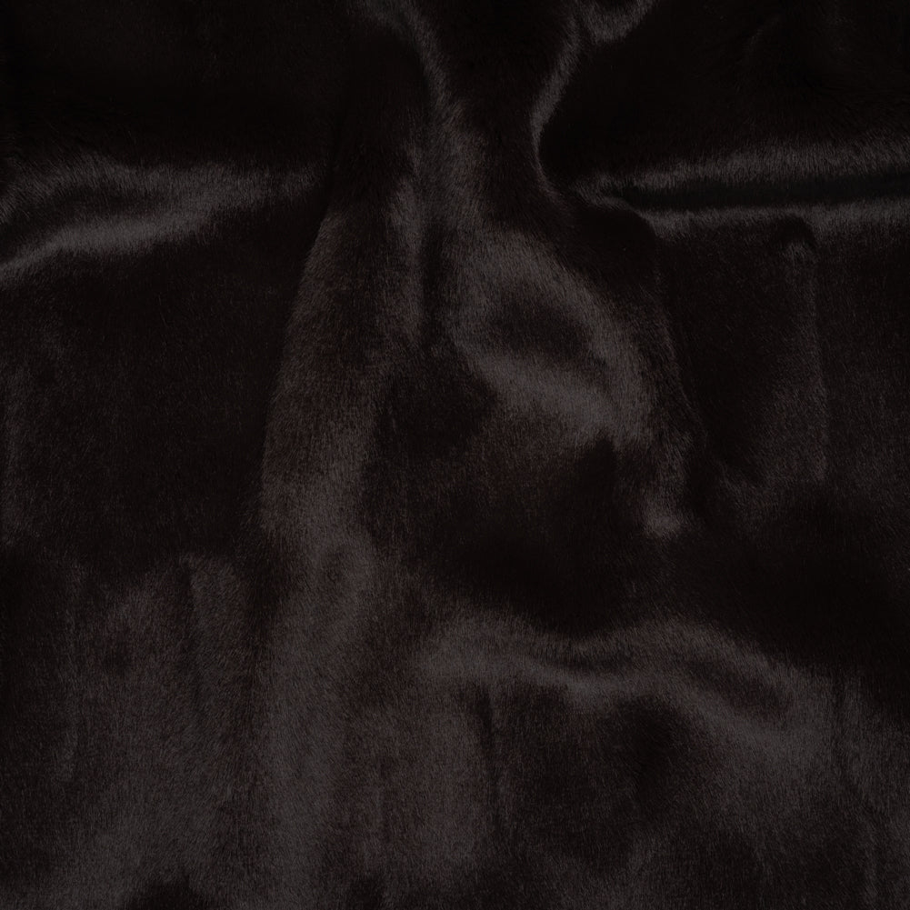 Plush Short Pile Recycled Polyester Faux Fur - Dark Brown Abstract Texture