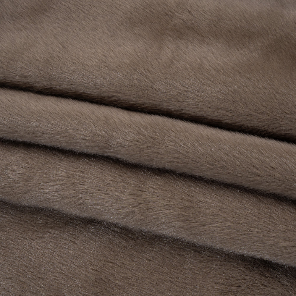 Plush Short Pile Recycled Polyester Faux Fur - Dusty Brown