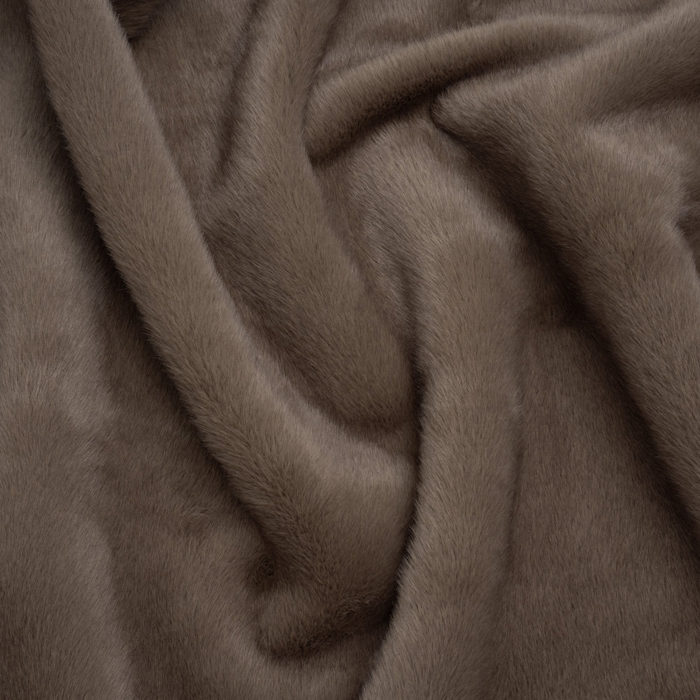 Plush Short Pile Recycled Polyester Faux Fur - Dusty Brown