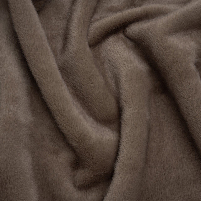 Plush Short Pile Recycled Polyester Faux Fur - Dusty Brown