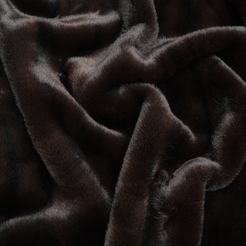 Plush Short Pile Recycled Polyester Faux Fur - Dark Chocolate Brown