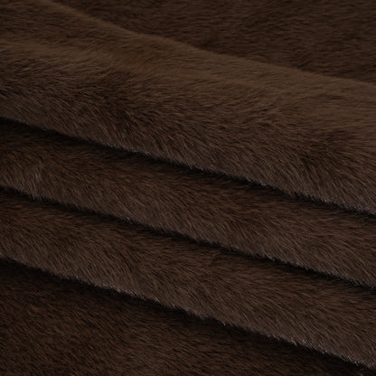 Short Pile Recycled Polyester Faux Fur - Brown Folded