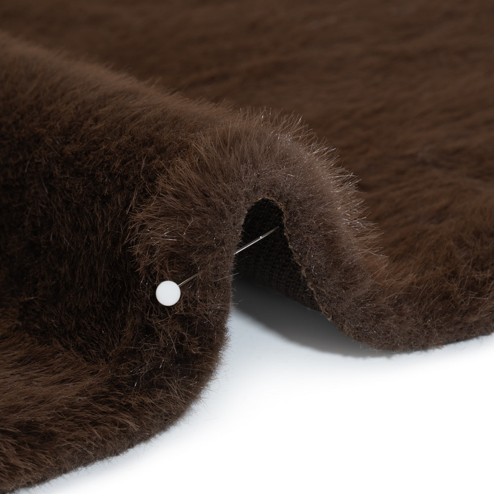 Short Pile Recycled Polyester Faux Fur - Brown Detail