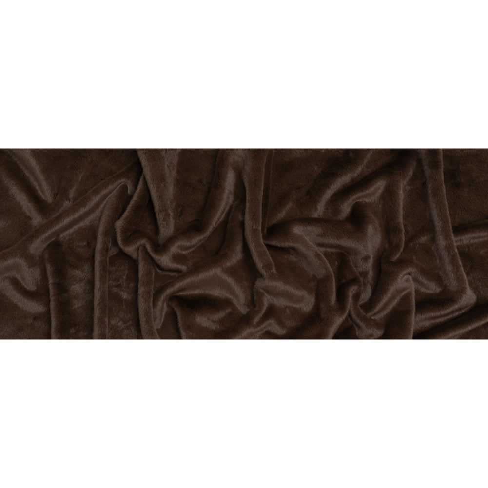 Short Pile Recycled Polyester Faux Fur - Brown Full