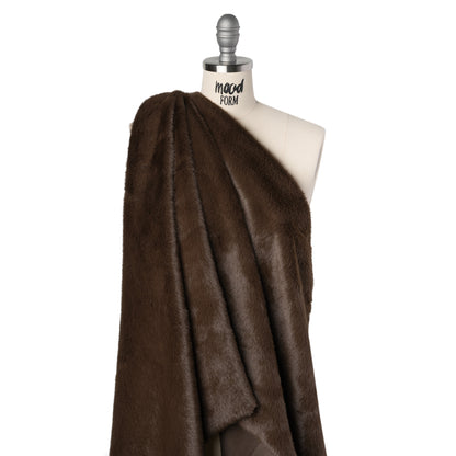 Short Pile Recycled Polyester Faux Fur - Brown Drape