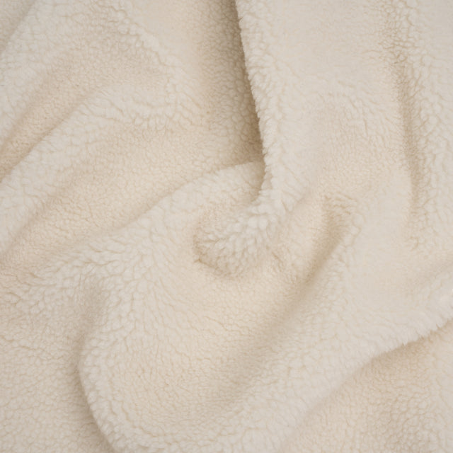 Short Pile Wool Blend Faux Shearling - Off White