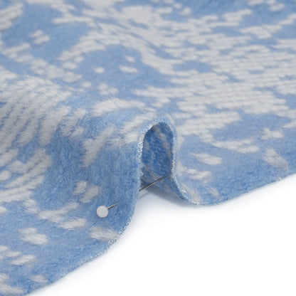 Super Short Pile Patterned Faux Fur - Sky Blue and White Geometric