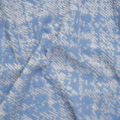 Super Short Pile Patterned Faux Fur - Sky Blue and White Geometric