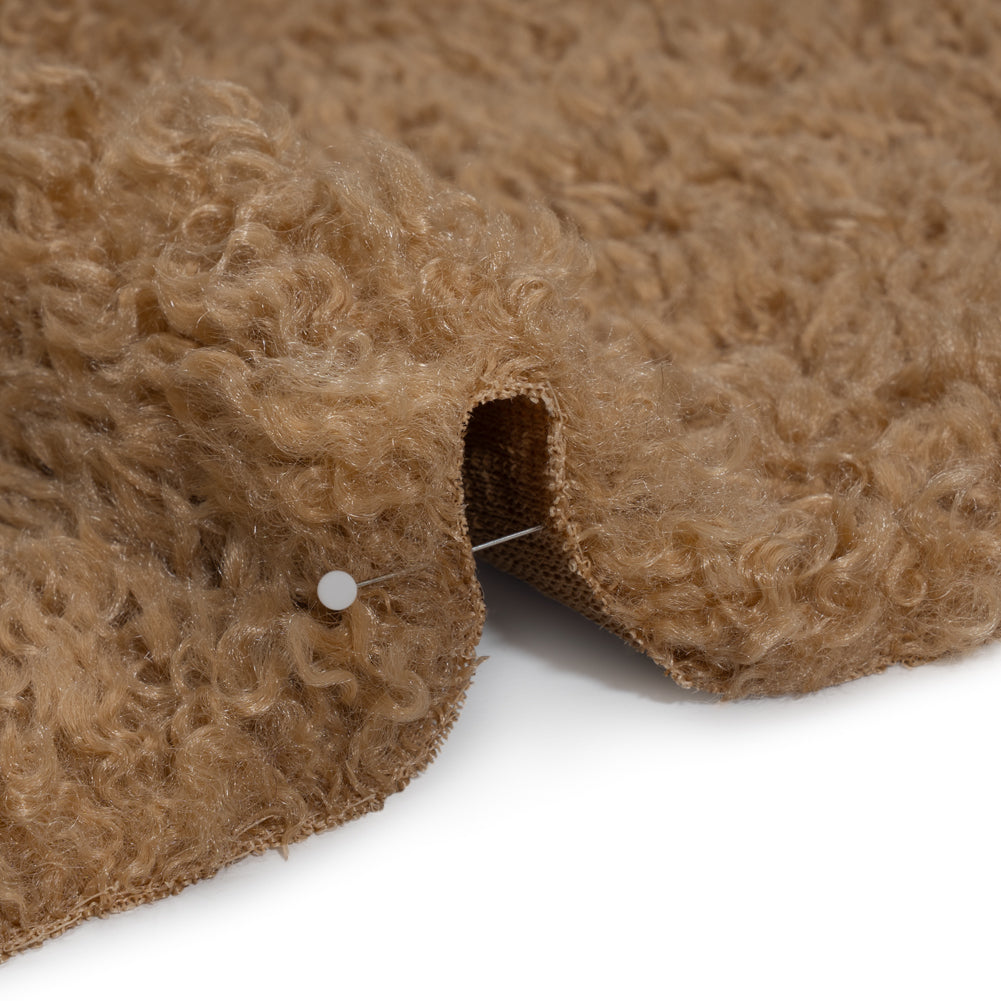 Curly Poodle Recycled Polyester Faux Fur - Warm Beige - Detail
