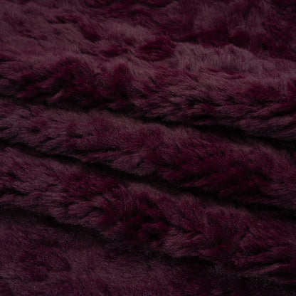 Textured Medium Pile Recycled Polyester Faux Fur - Port Wine Red