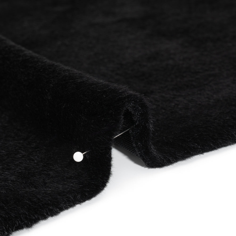 Plush Short Pile Recycled Polyester Faux Fur - Black - Detail