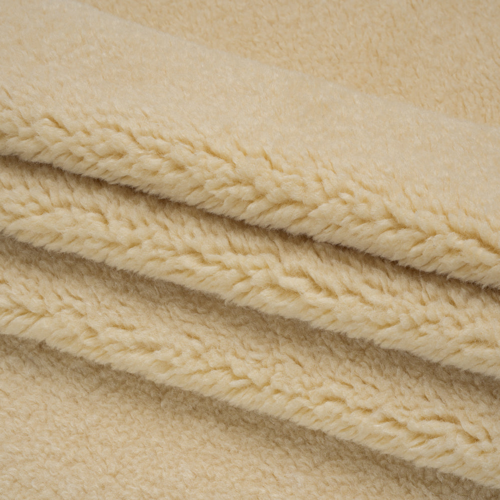 Recycled Polyester Faux Sherling Fur - Ecru