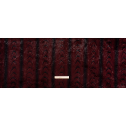 Plush Short Pile Recycled Polyester Faux Fur - Burgundy and Black Woodgrain Print