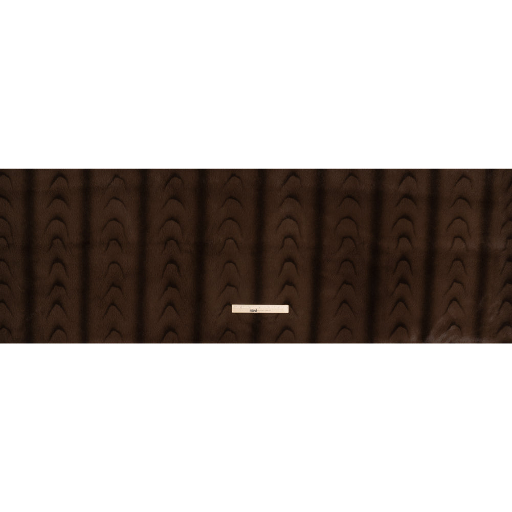 Plush Short Pile Recycled Polyester Faux Fur - Brown and Black Woodgrain Print