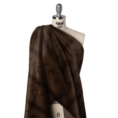Plush Short Pile Recycled Polyester Faux Fur - Brown and Black Woodgrain Print