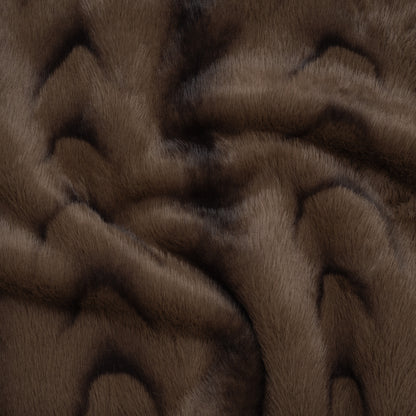 Plush Short Pile Recycled Polyester Faux Fur - Light Brown and Black Woodgrain Print