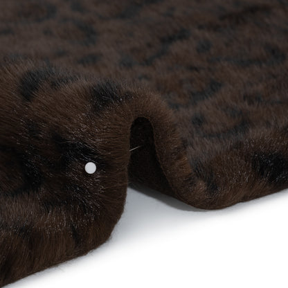 Plush Short Pile Recycled Polyester Faux Fur - Chocolate Brown and Black Animal Print