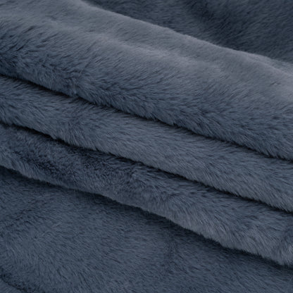 Short Pile Recycled Polyester Faux Fur - Slate Blue Cut Stripes