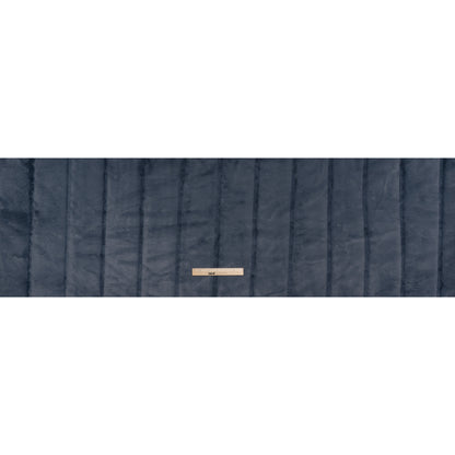 Short Pile Recycled Polyester Faux Fur - Slate Blue Cut Stripes