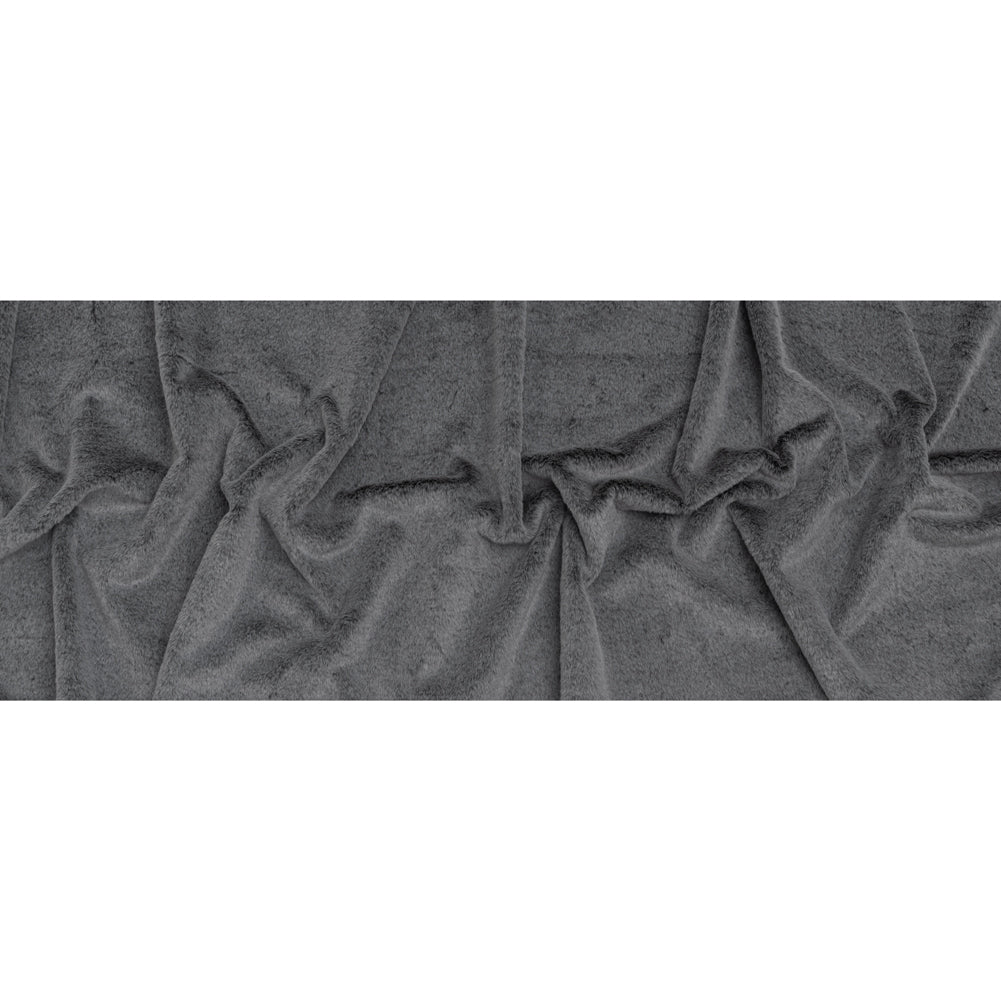 Two-Tone Short Pile Recycled Polyester Faux Fur - Black and Gray - Full