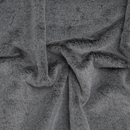 Two-Tone Short Pile Recycled Polyester Faux Fur - Black and Gray