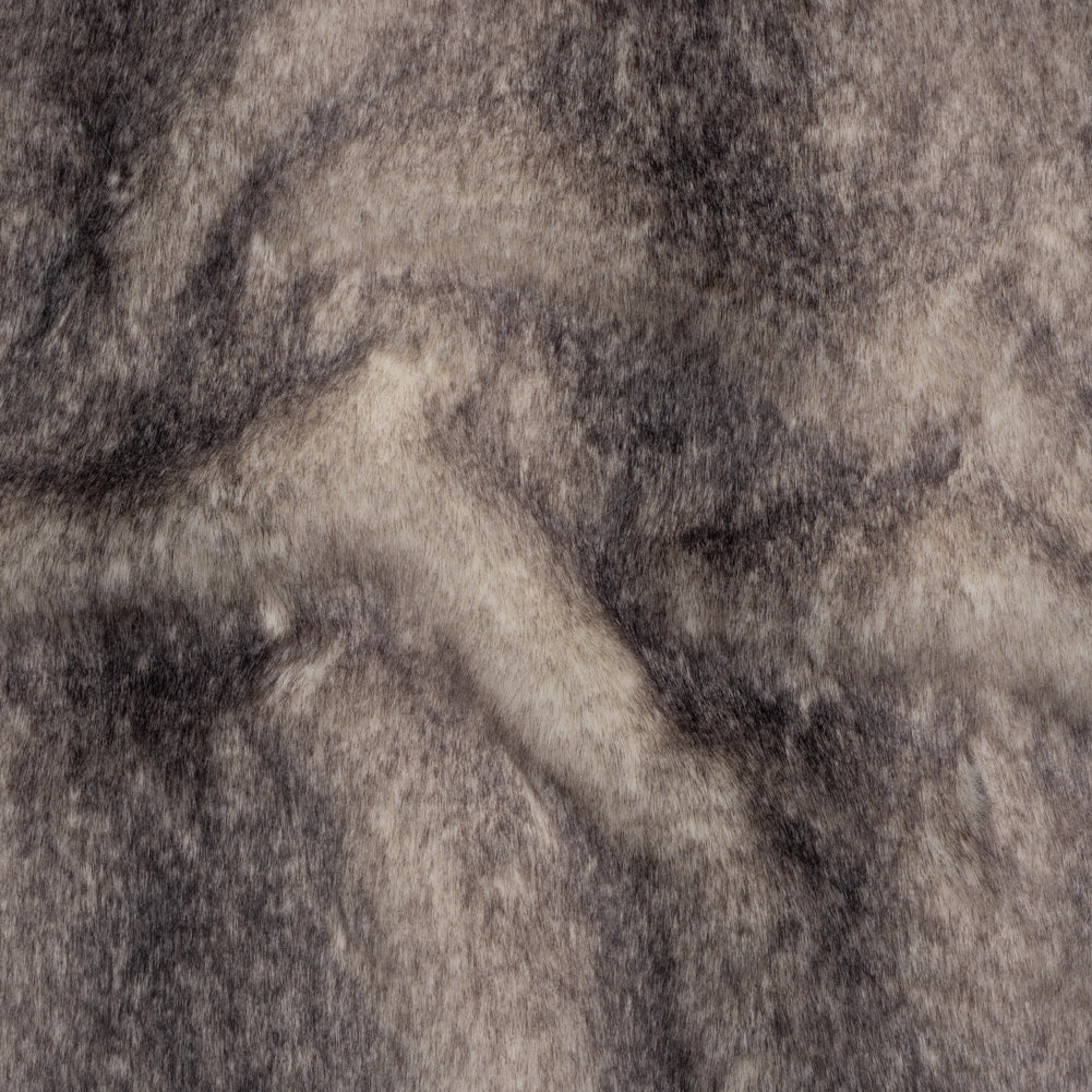 Plush Two-Tone Medium Pile Recycled Polyester Faux Fur - Ivory and Gray
