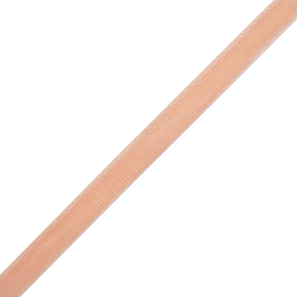 Grosgrain Ribbed Velvet Ribbon Trim Made in Italy - 0.375" - Light Peach