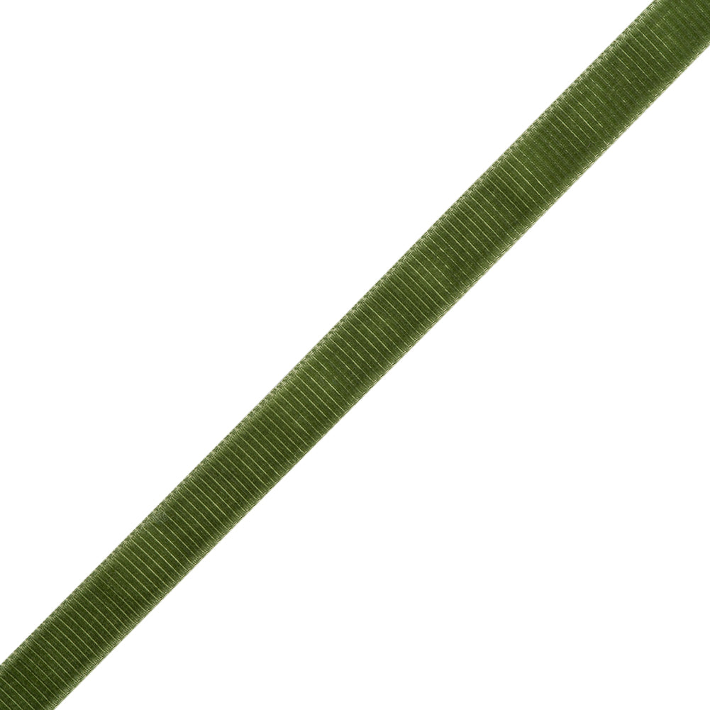 Grosgrain Ribbed Velvet Ribbon Trim Made in Italy - 0.375" - Moss Green