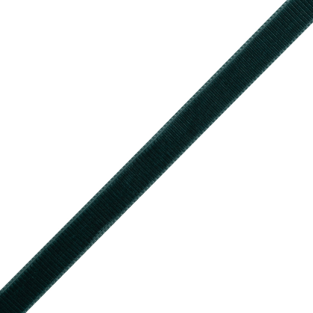 Grosgrain Ribbed Velvet Ribbon Trim Made in Italy - 0.375" - Midnight Green