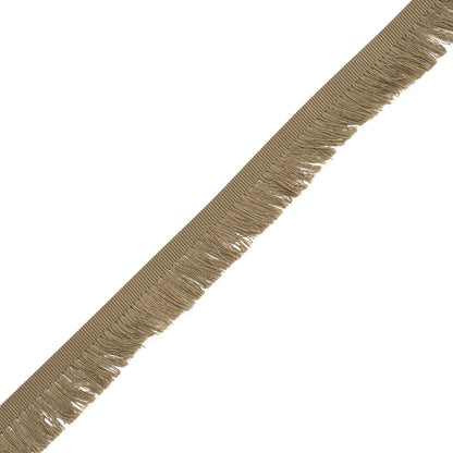 Cotton Grosgrain Ribbon with Fringe Made in Italy - 0.875" - Beige Folded