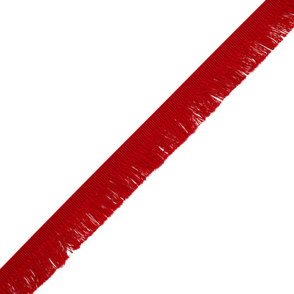 Cotton Grosgrain Ribbon with Fringe Made in Italy - 0.875" - Red Folded