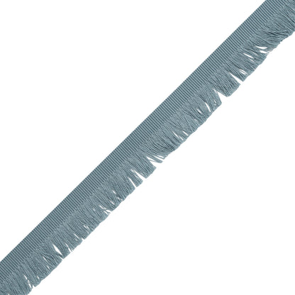 Cotton Grosgrain Ribbon with Fringe Made in Italy - 0.875" - Light Blue Folded