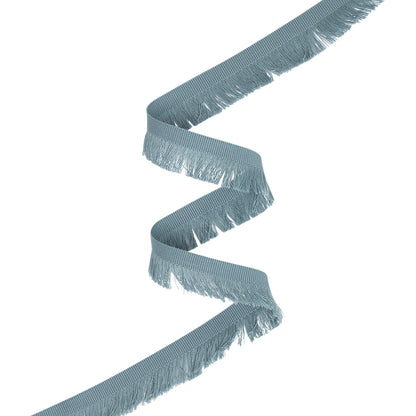 Cotton Grosgrain Ribbon with Fringe Made in Italy - 0.875" - Light Blue