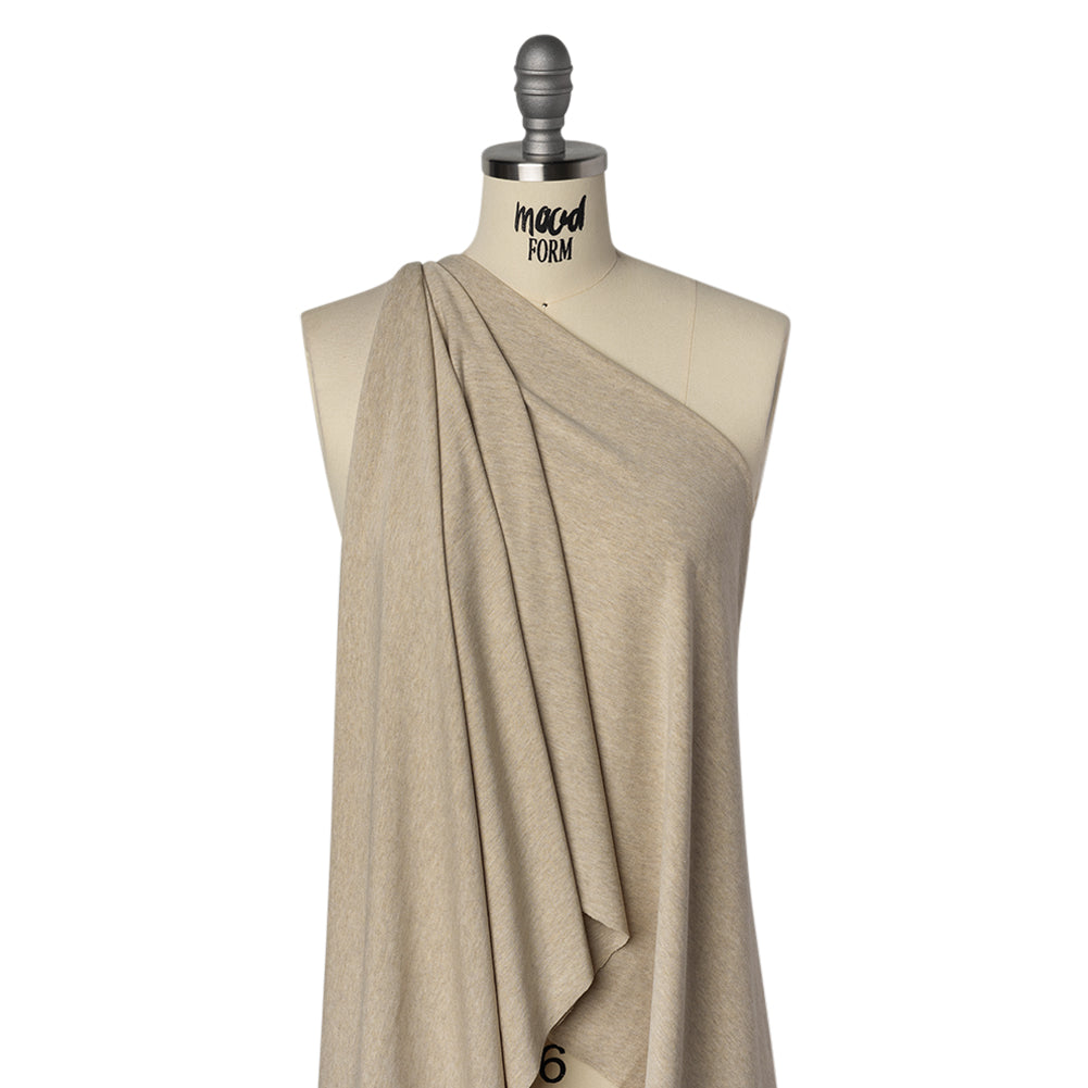 Stretch Rayon Jersey - Oatmeal Heathered - Deadstock