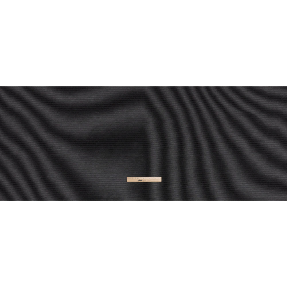 Polyester and Rayon Textured Double Knit - Black and Charcoal Ribbed Stripes - Deadstock