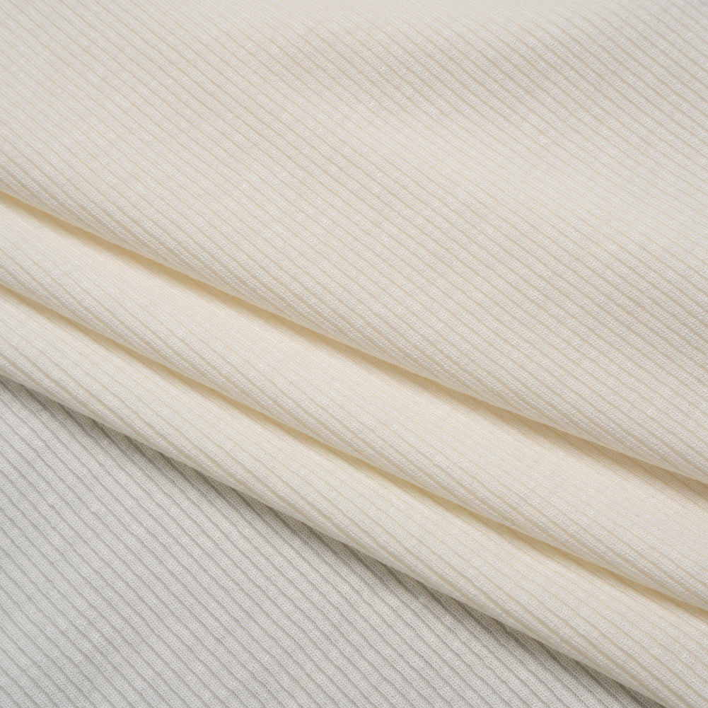 Stretch Rayon 2x2 Rib Knit - Natural - Deadstock