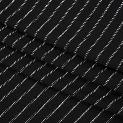 Stretch Rayon Jersey - Black and Metallic Silver Stripes - Deadstock
