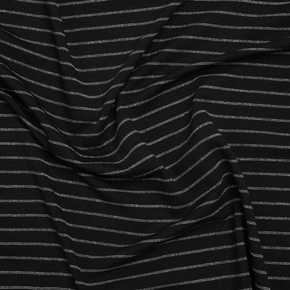 Stretch Rayon Jersey - Black and Metallic Silver Stripes - Deadstock