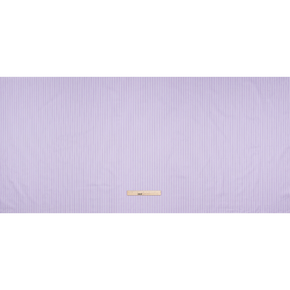 Cotton Twill Shirting - Light Purple, White and Blue Stripes - Deadstock