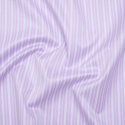 Cotton Twill Shirting - Light Purple, White and Blue Stripes - Deadstock
