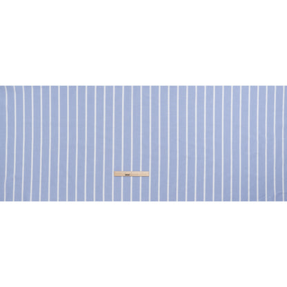 Cotton Oxford Shirting - Light Blue and White Wide Stripes - Designer Deadstock