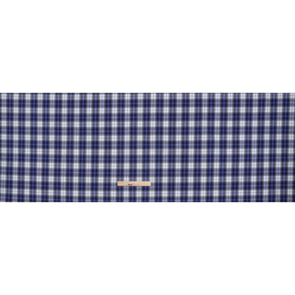 Cotton Shirting Made in Italy - Blue, Yellow and White Plaid - Designer Deadstock